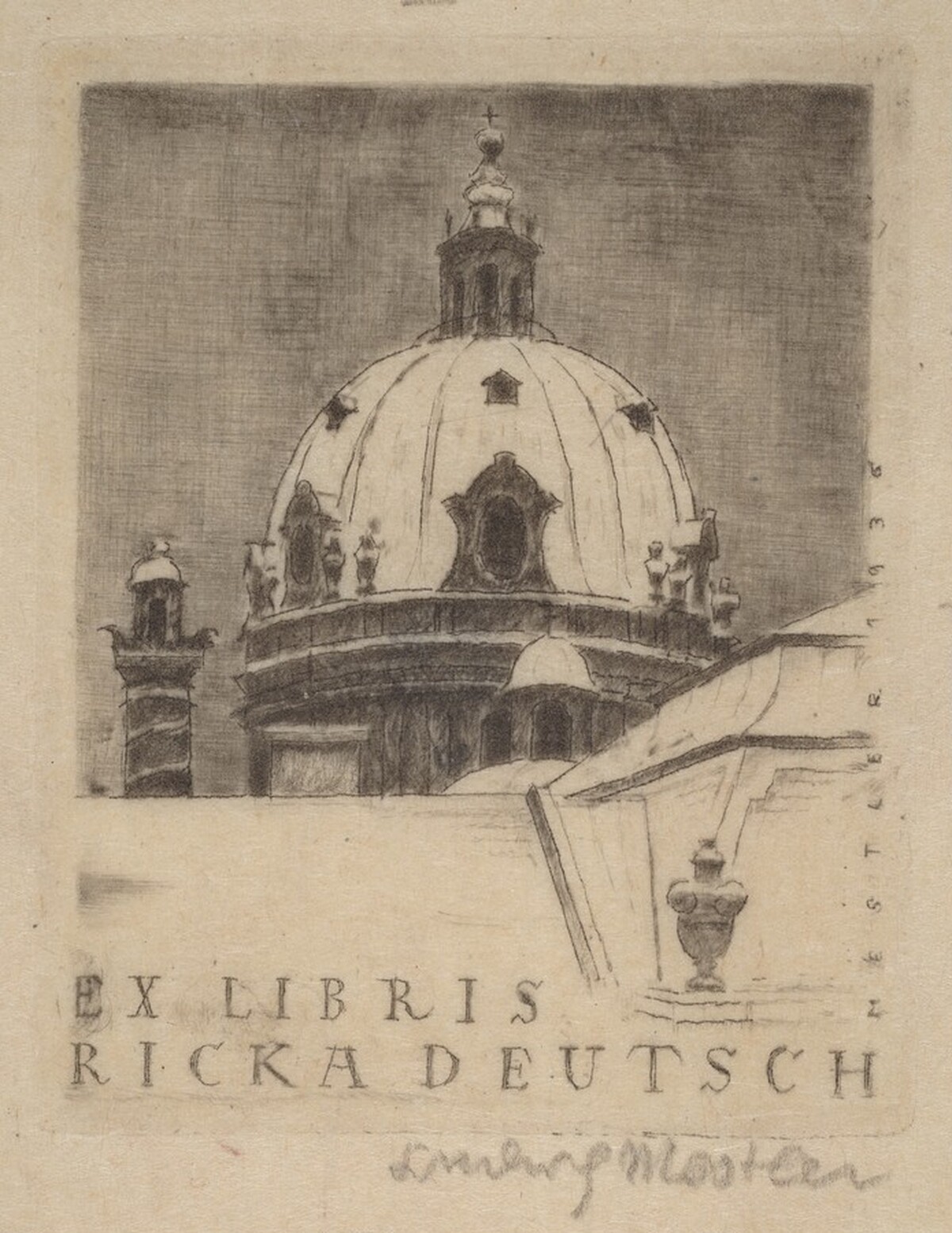 Bookplate Ricka Deutsch by Ludwig Mestler