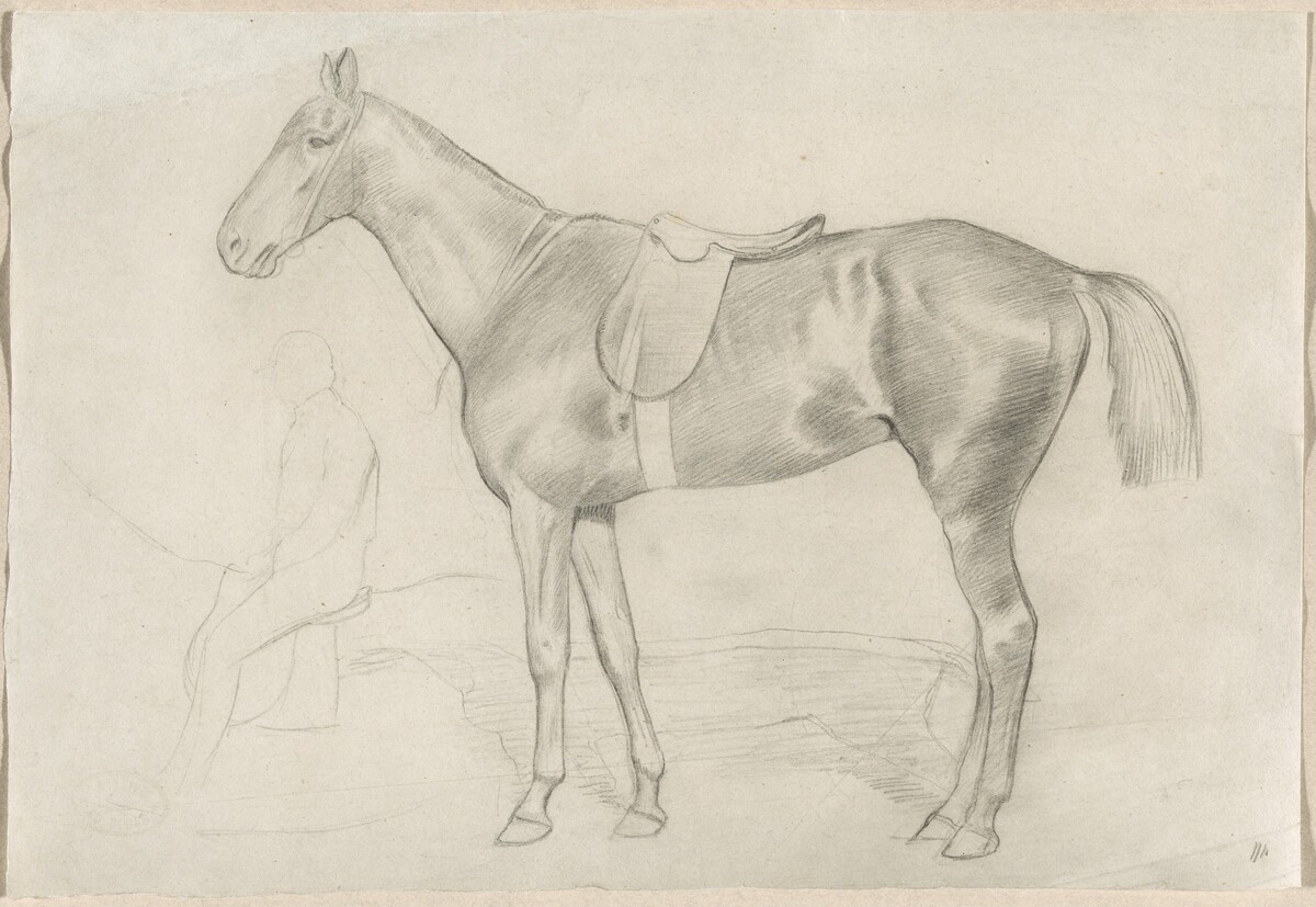 Saddled Horse with a Study of a Rider by Edgar Degas