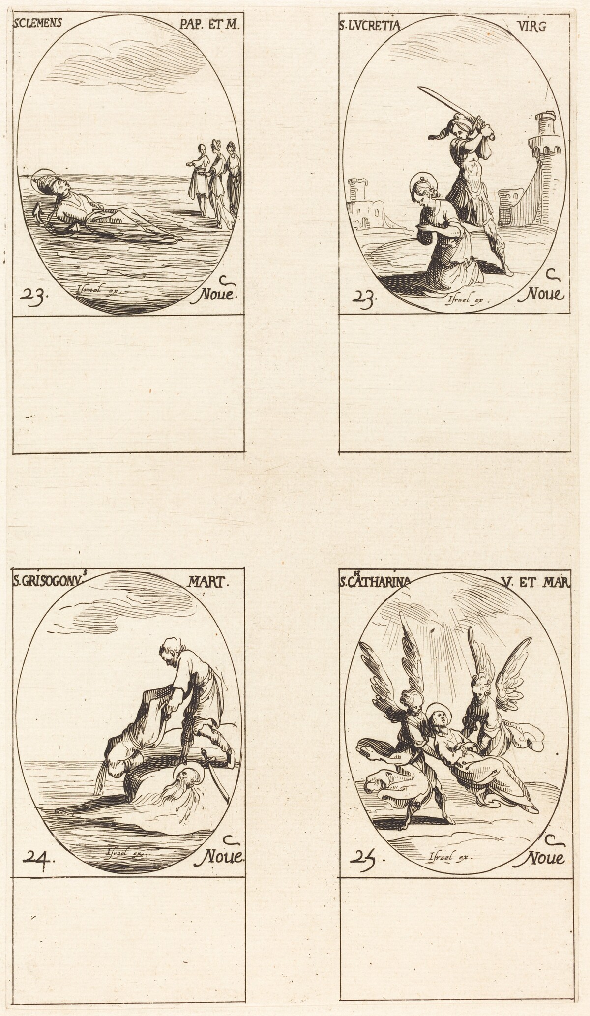 St. Clement; St. Lucretia; St. Chrysogonus; St. Catharine by Jacques Callot