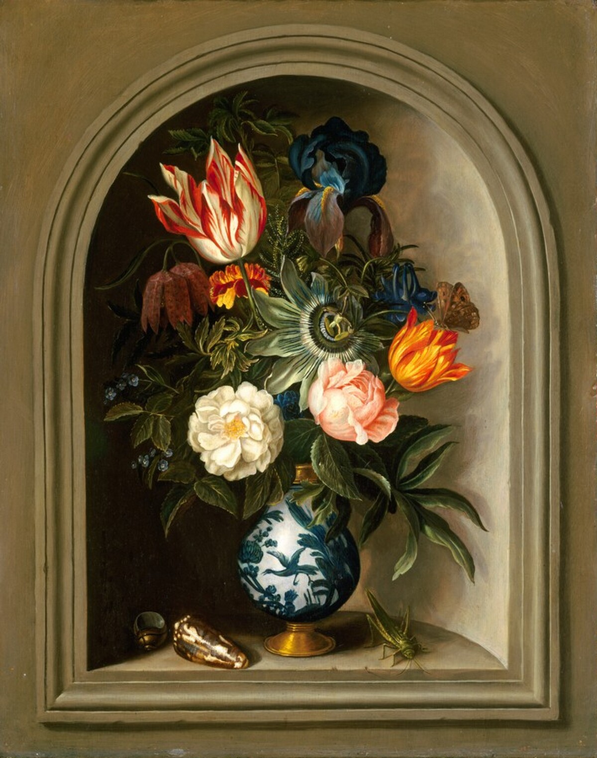 Vase of Flowers in a Niche by Imitator of Abraham Bosschaert