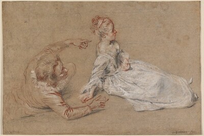 A Man Reclining and a Woman Seated on the Ground