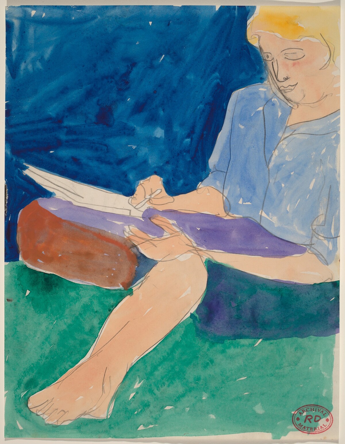 Untitled [barefoot woman seated and writing] by Richard Diebenkorn