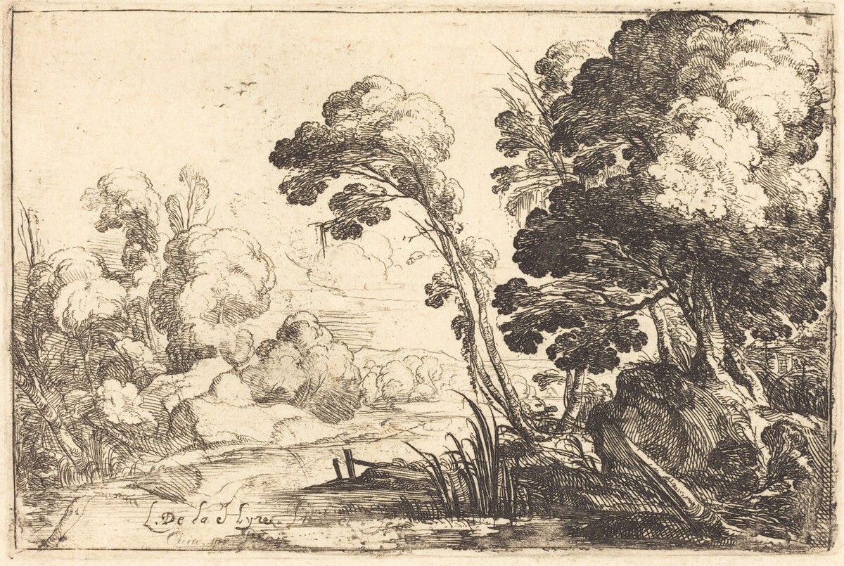 Wooded Landscape with a River by Laurent de La Hyre