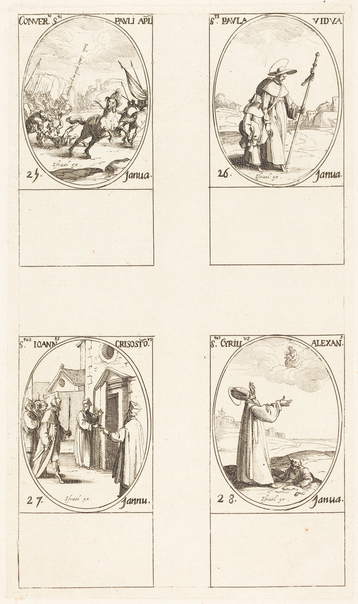 The Conversion of Saul; St. Paul; St. John Chrysostom; St. Cyril of Alexandria by Jacques Callot