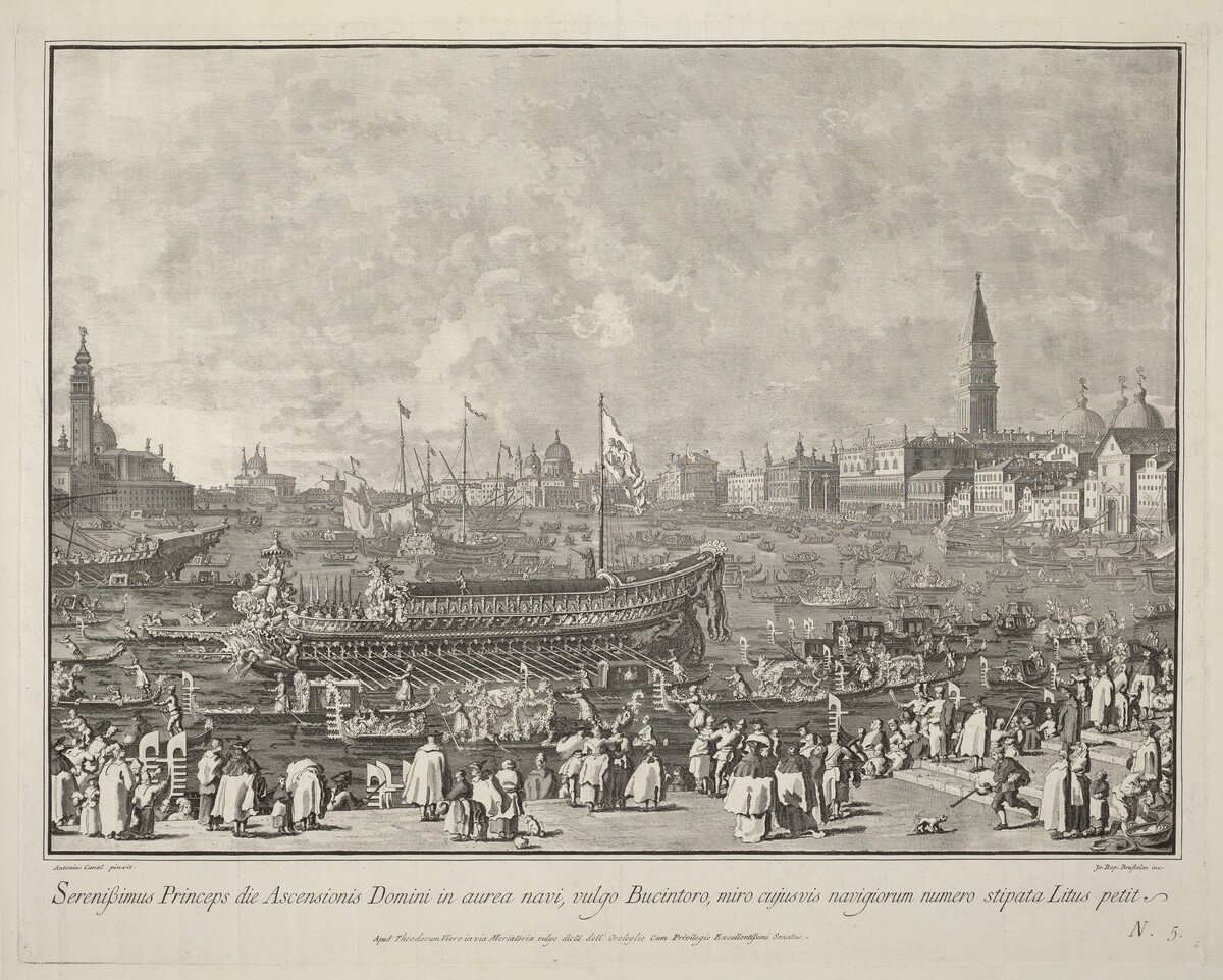 The Doge in the Bucintoro Departing for the Porto di Lido on Ascension Day by Giovanni Battista Brustolon after Canaletto