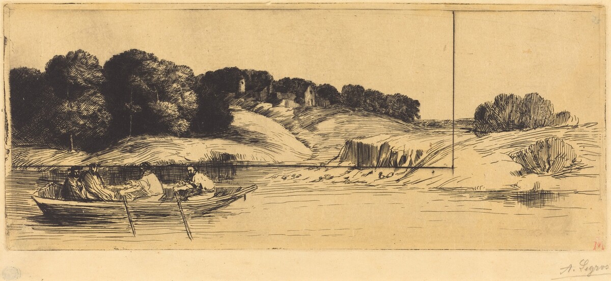 Landscape with Boat, 1st plate  (Le paysage au bateau) by Alphonse Legros