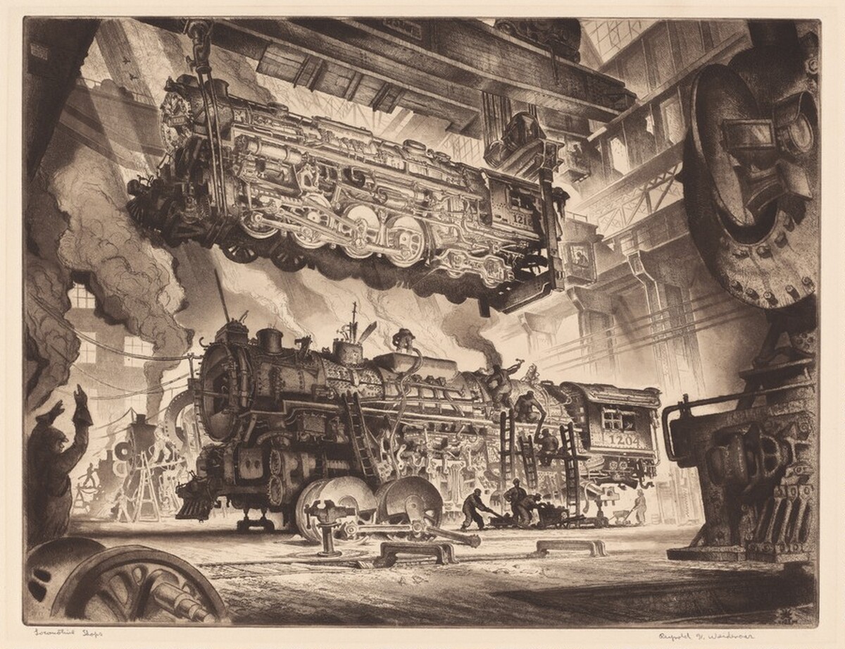 Locomotive Shops by Reynold Weidenaar
