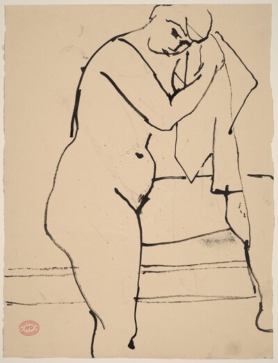 Untitled [female nude drying off]
