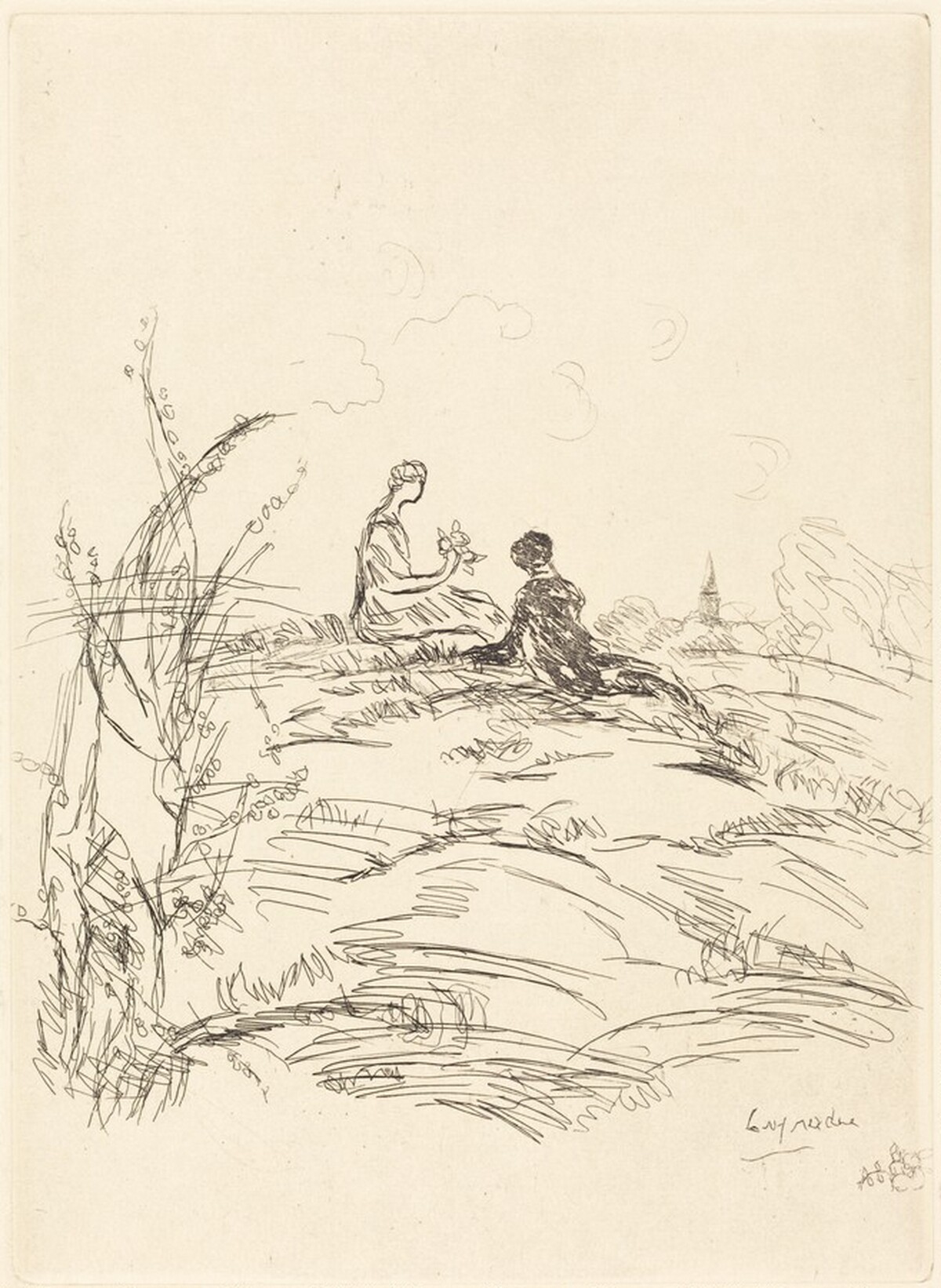Two Figures Seated on a Hillock by Pierre Laprade