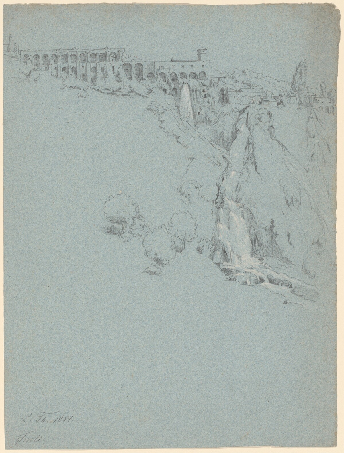 The Waterfall at Tivoli with the Villa of Maecenas by Ludwig Thiersch