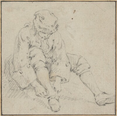 Man Pulling on His Shoe