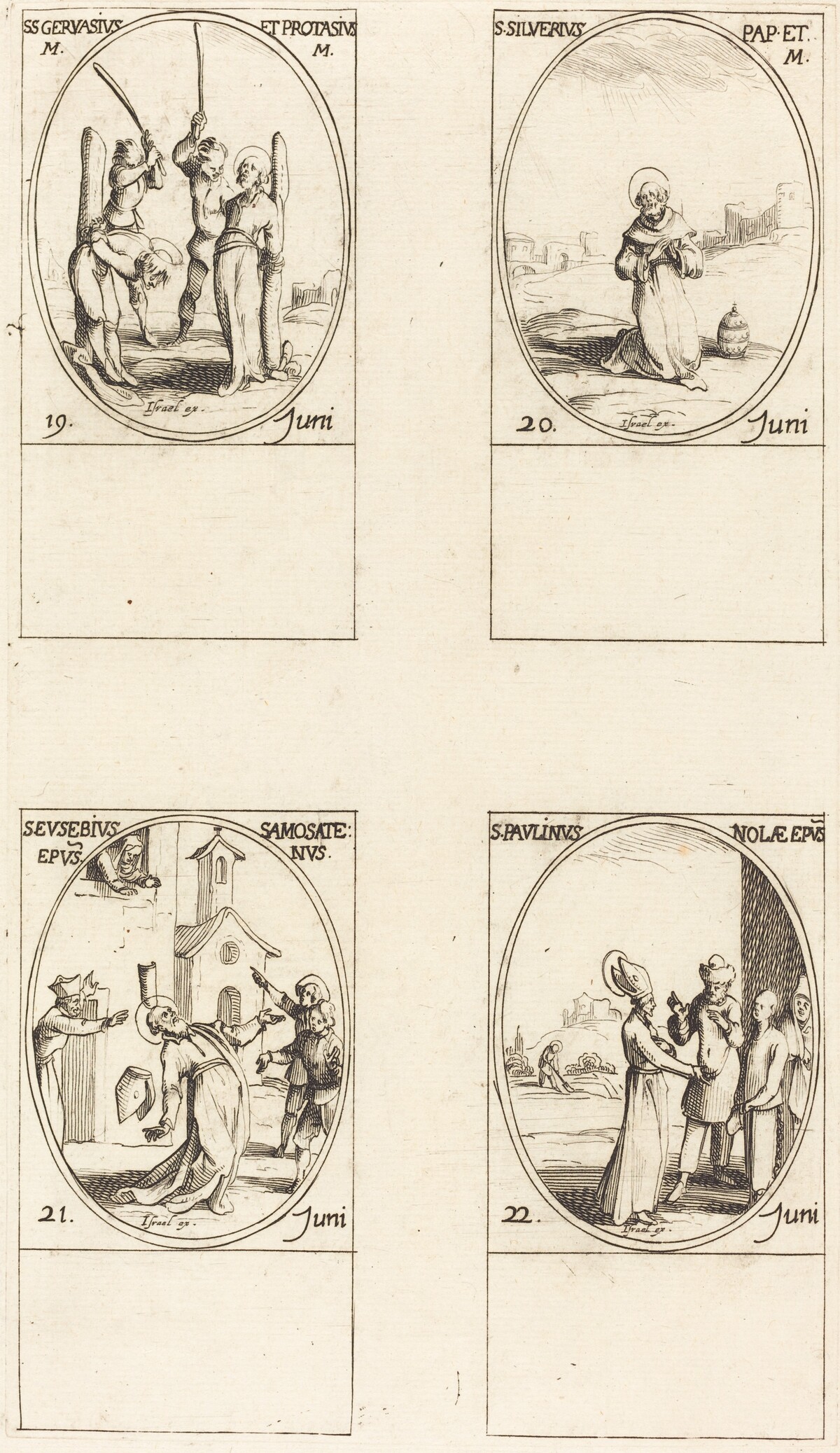 Sts. Gervase & Protase; St. Silverius; St. Eusebius of Samosata; St. Paulinus of Nola by Jacques Callot