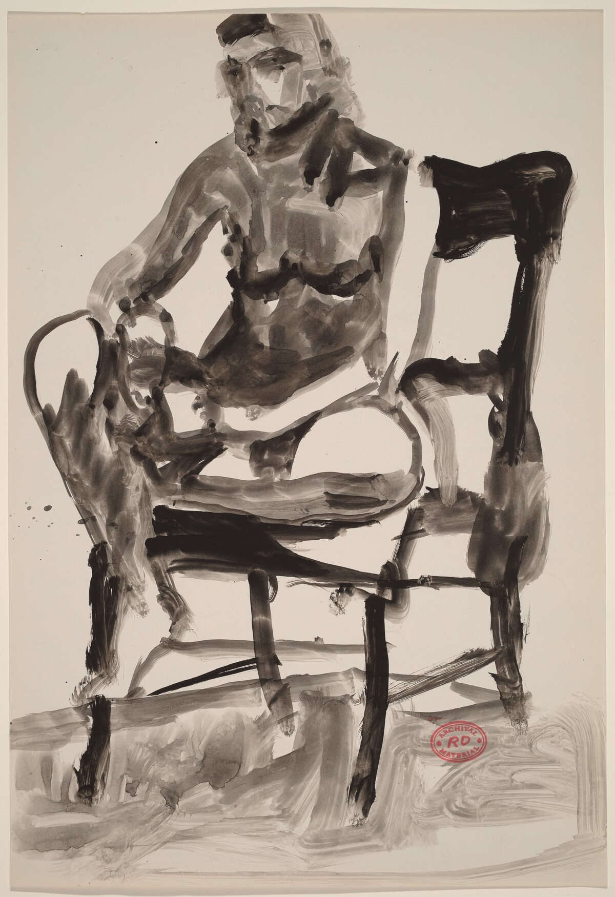 Untitled [female nude seated in a highback chair] by Richard Diebenkorn