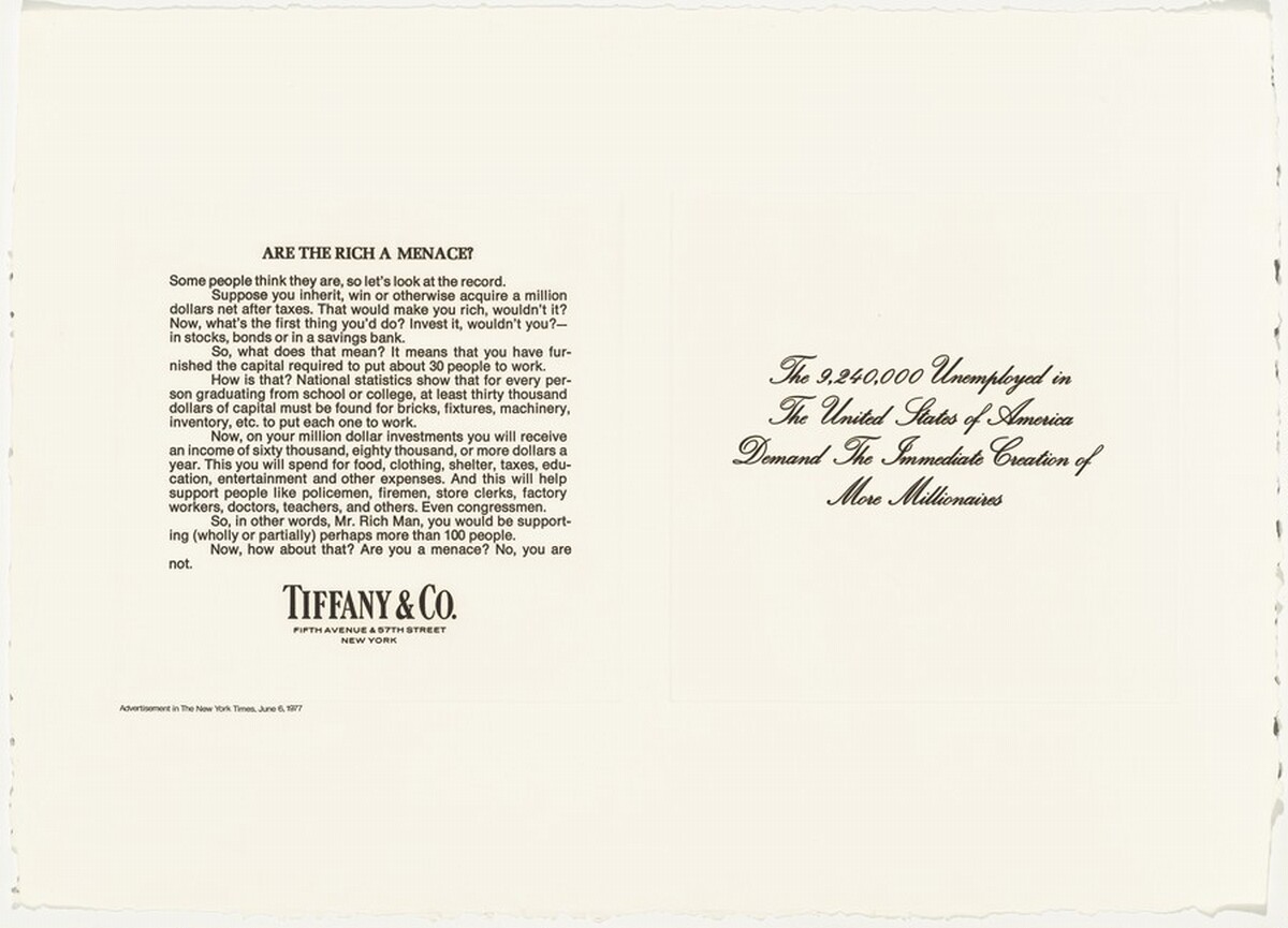 Tiffany Cares [artist's proof] by Hans Haacke
