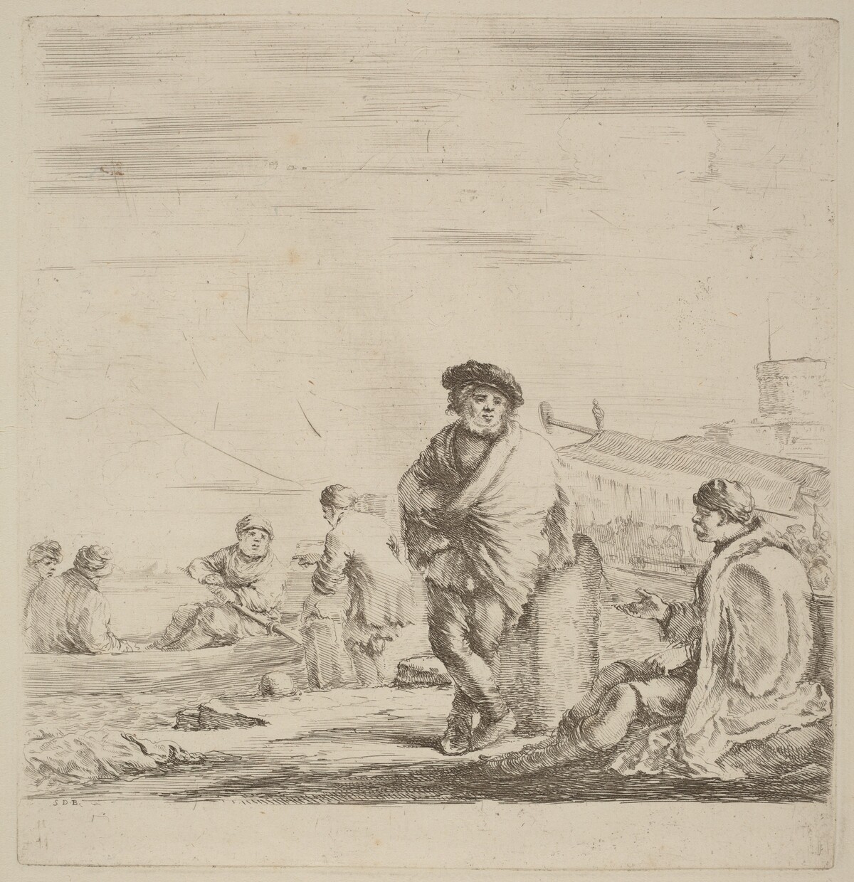 Standing Sailor Talking with a Seated Levantine by Stefano Della Bella