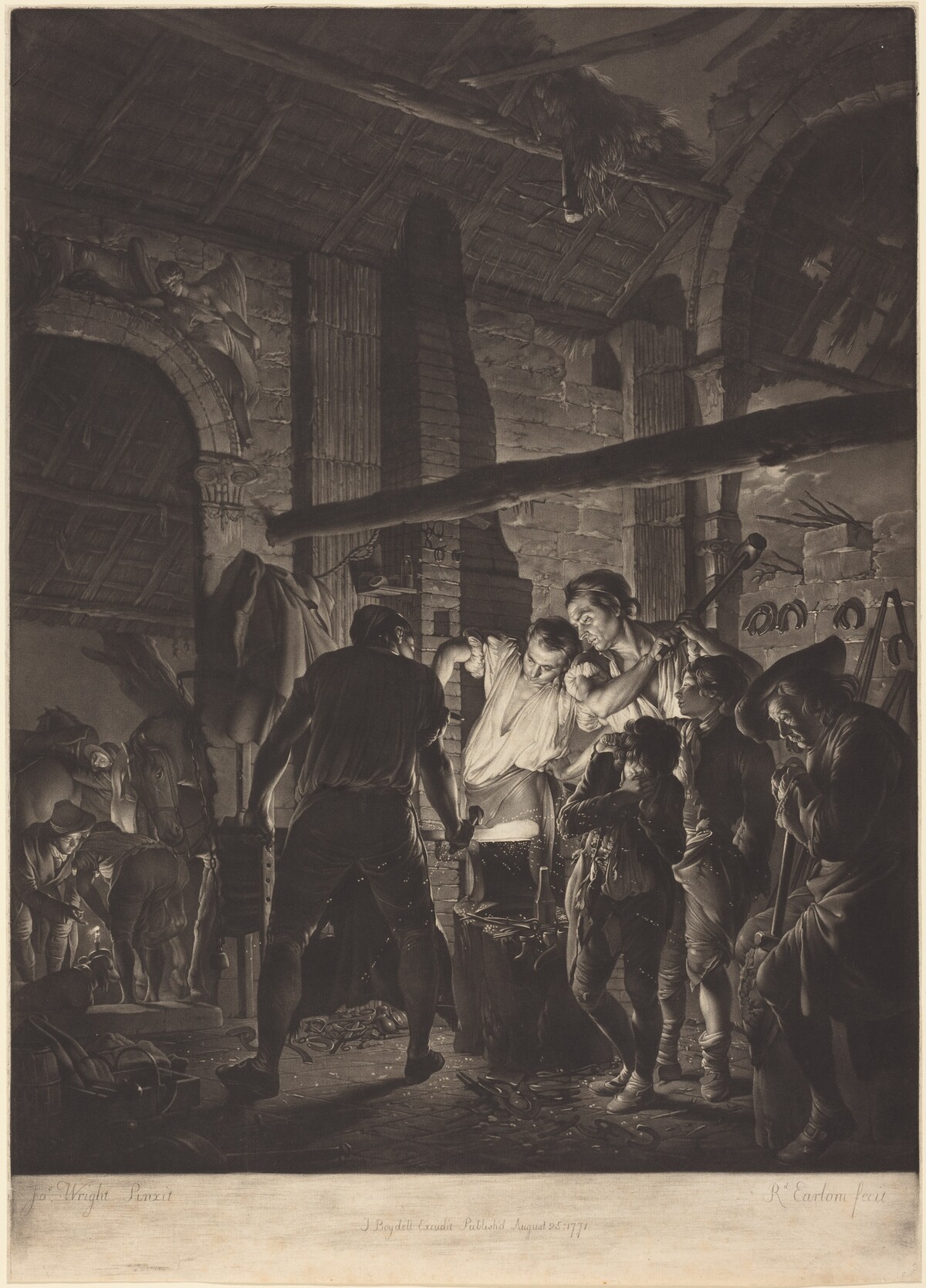 The Blacksmith's Shop by Richard Earlom after Joseph Wright