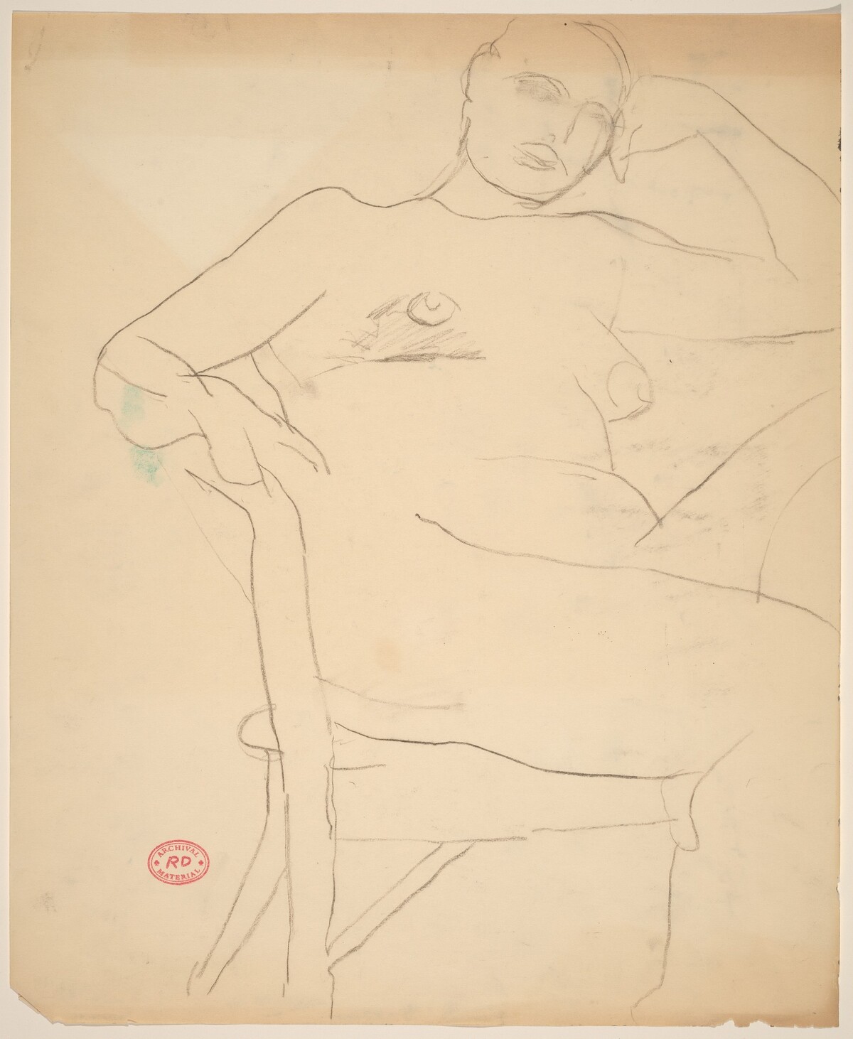 Untitled [seated nude leaning her head on her left hand] by Richard Diebenkorn