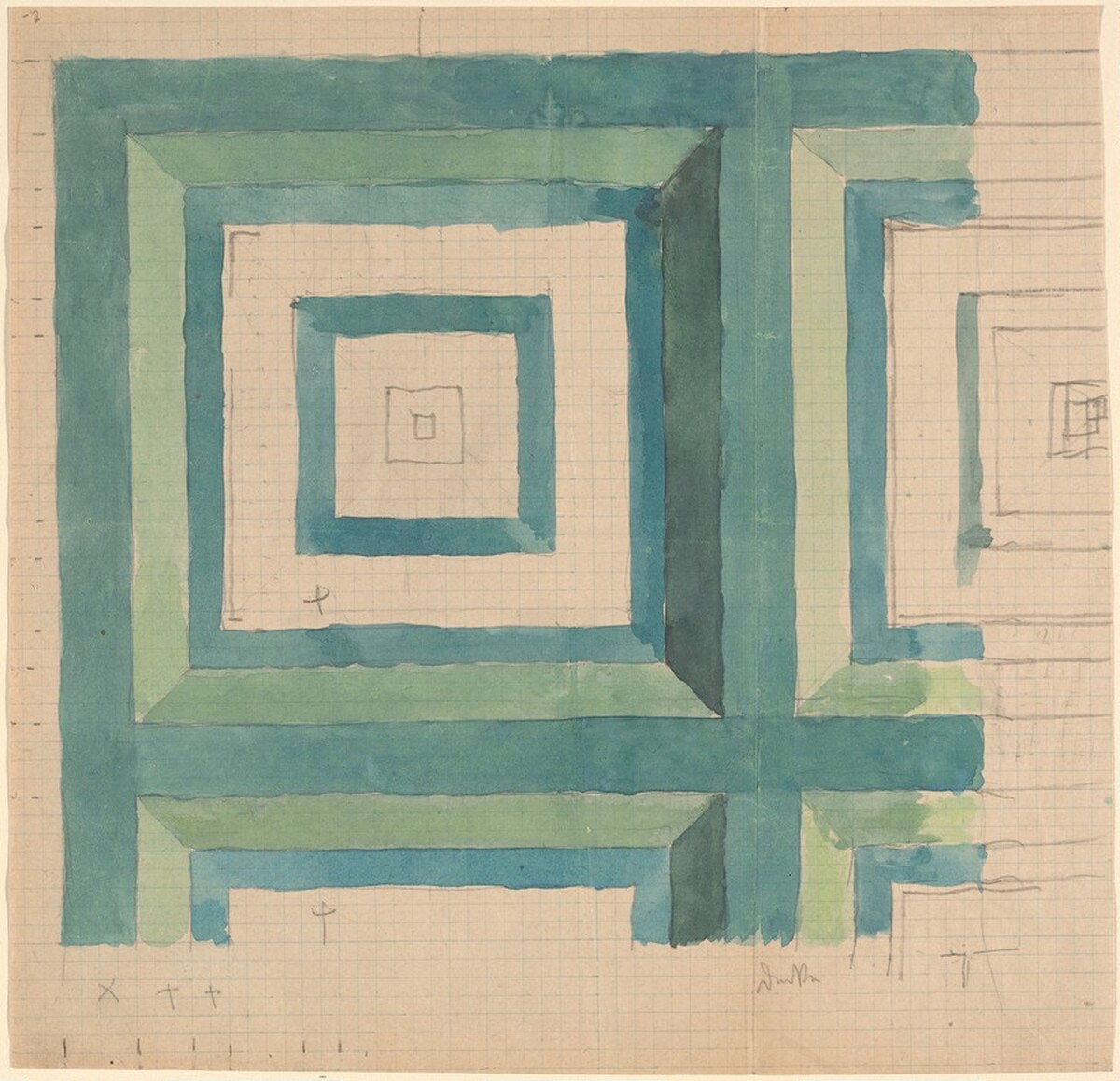 Geometric Design (Square Forms) by Josef Hoffmann