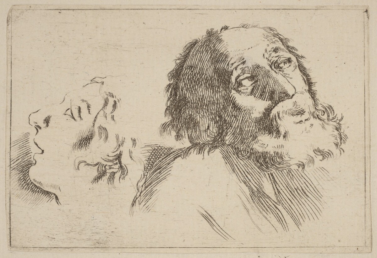Study of Heads, One Turned to the Right and the Other Turned Left by Stefano Della Bella