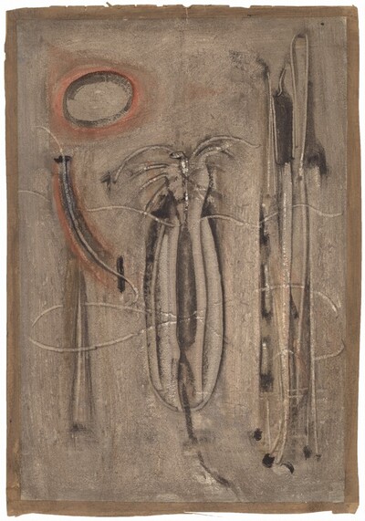 Abstract Composition in Black, Brown, and Orange