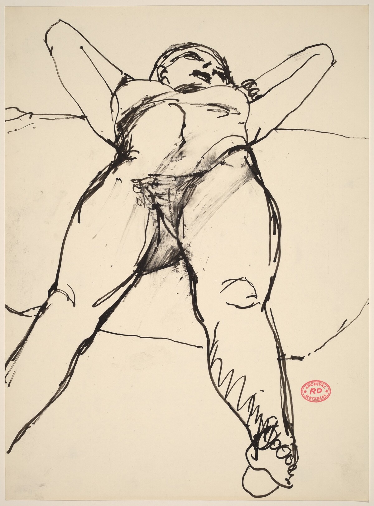 Untitled [nude lying back with hands behind her head] by Richard Diebenkorn