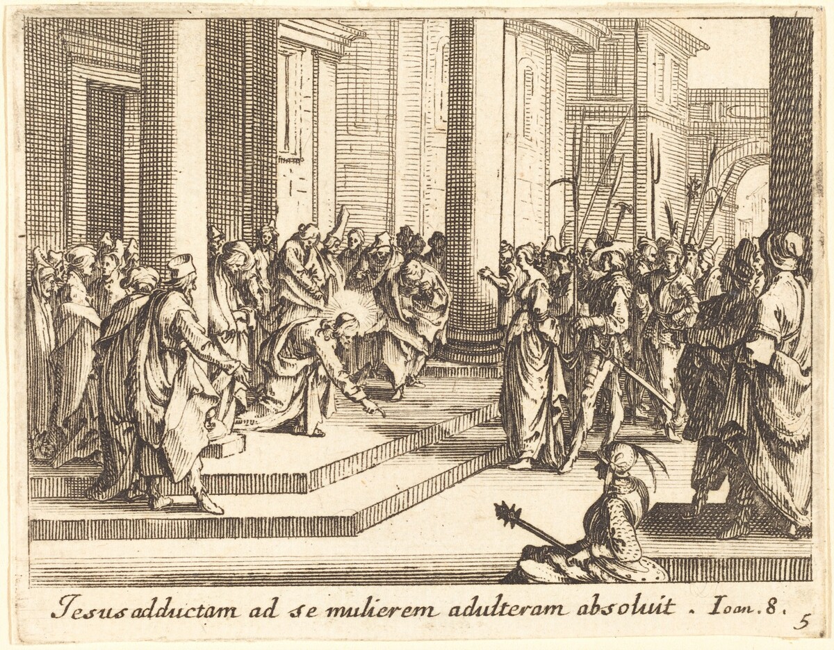 Christ and the Woman Taken in Adultery by Jacques Callot