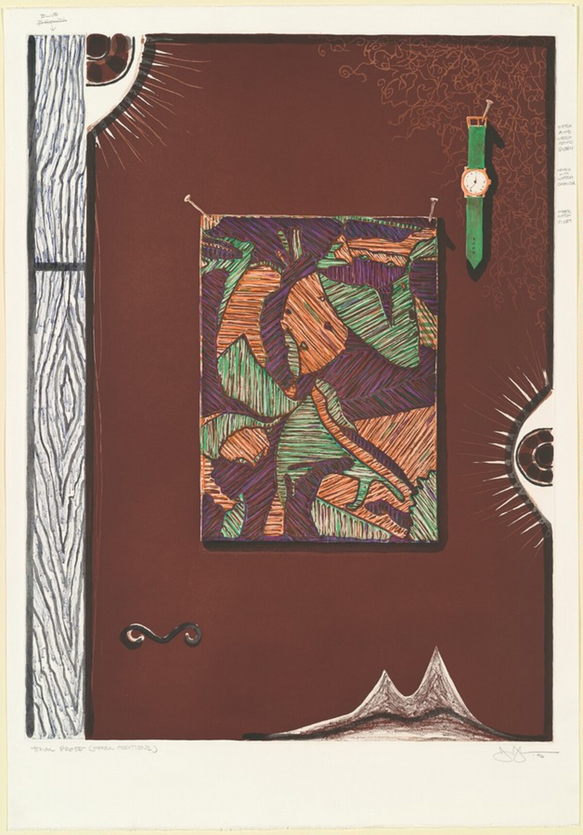 Face with Watch [trial proof] by Jasper Johns