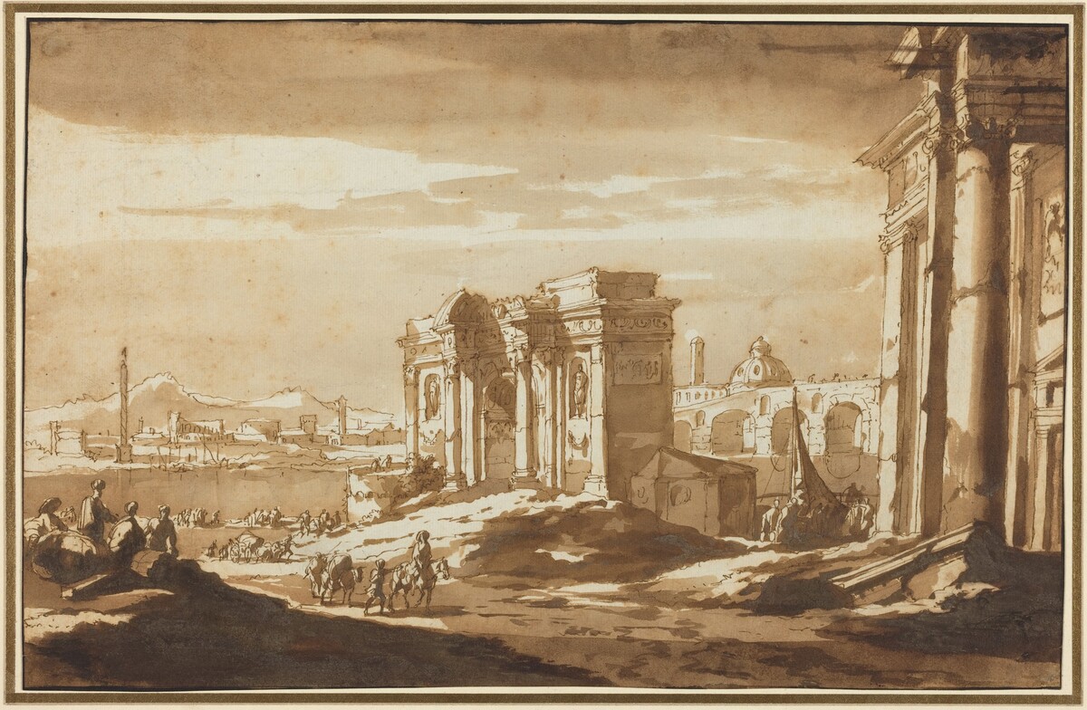 A Capriccio View of Roman Ruins along the Tiber by Jacob van der Ulft