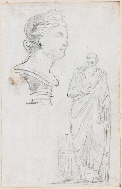 Bust of a Roman Woman and Statue of a Roman Man