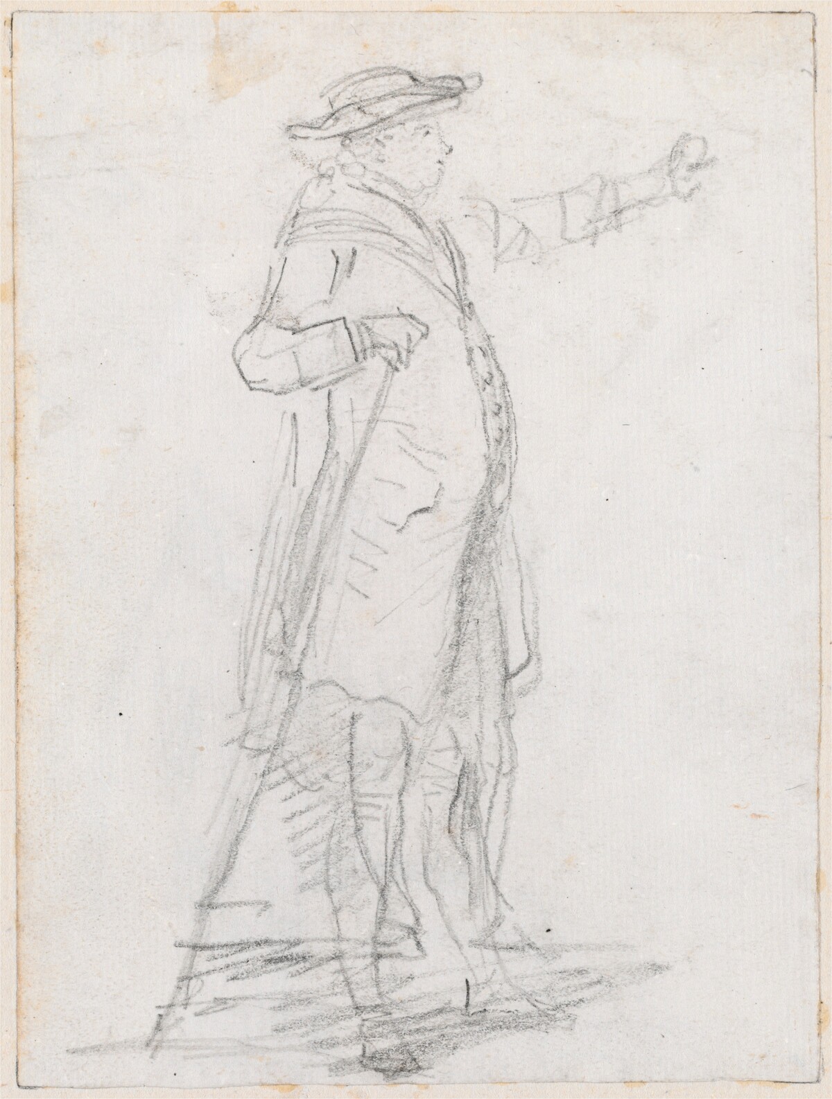 Man with a Walking Stick, Seen in Profile [recto] by Hubert Robert