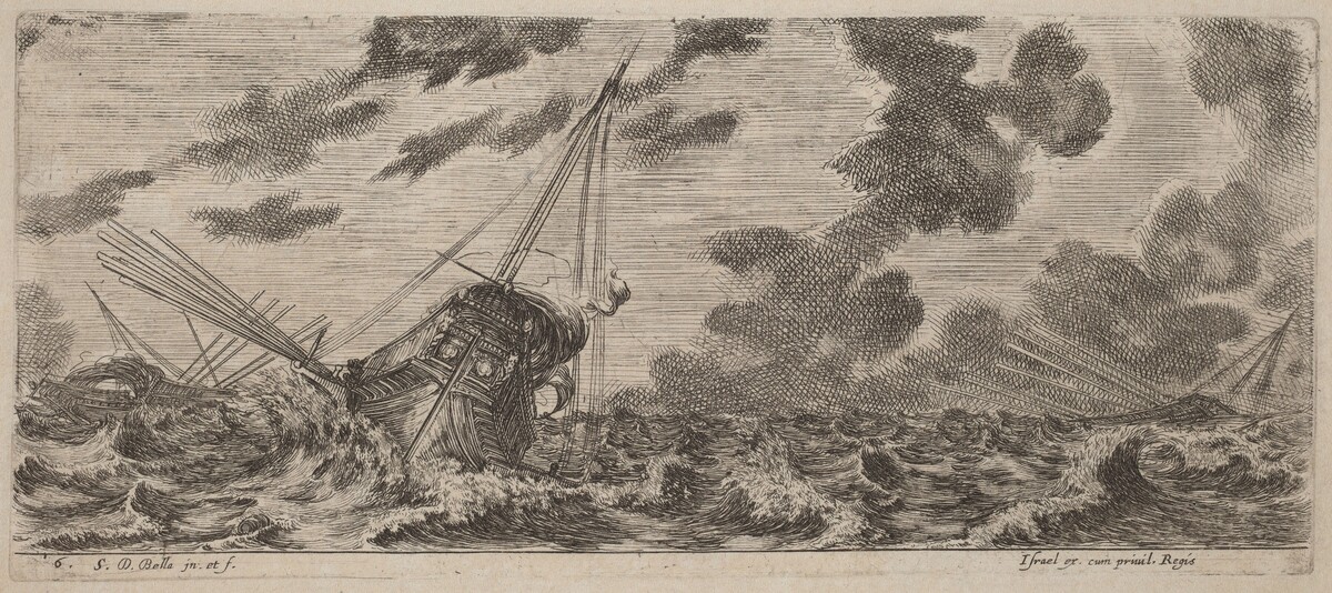 Ship in Tempest by Stefano Della Bella