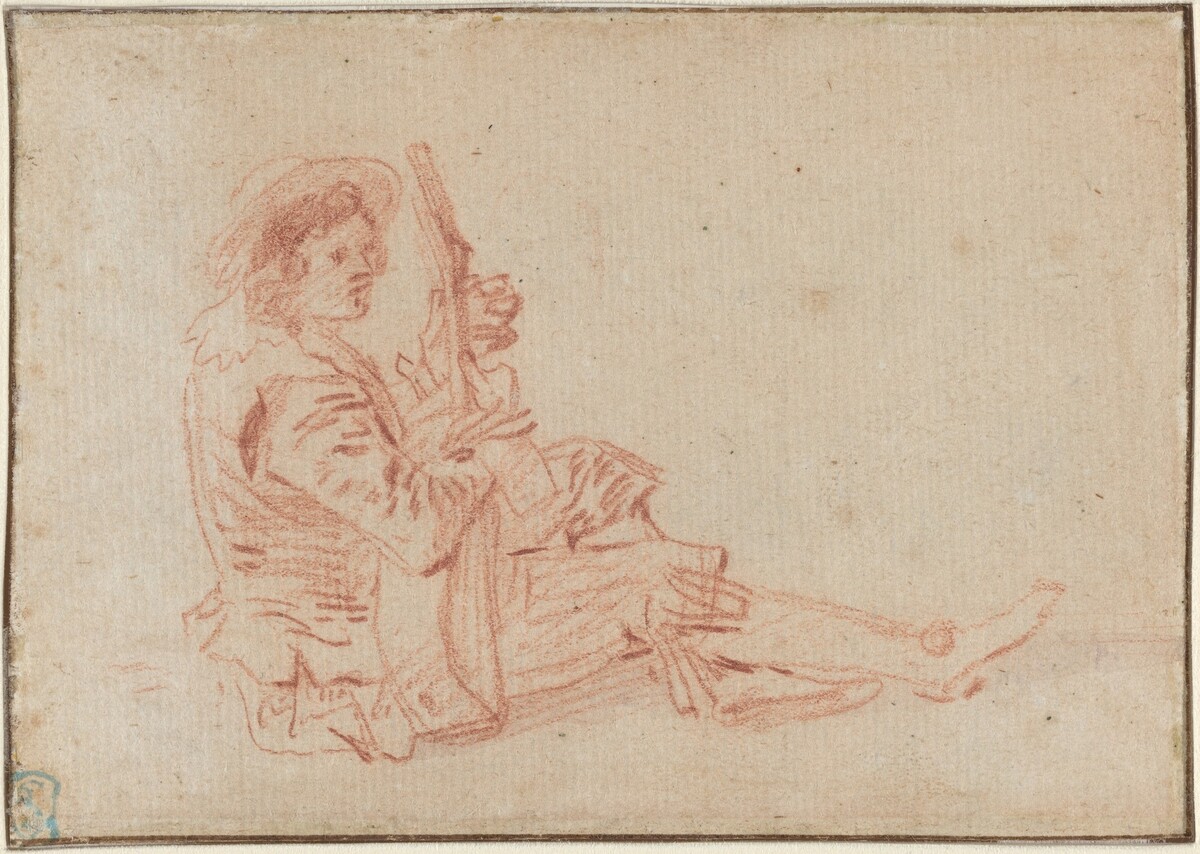 Seated Guitarist [recto] by Antoine Watteau