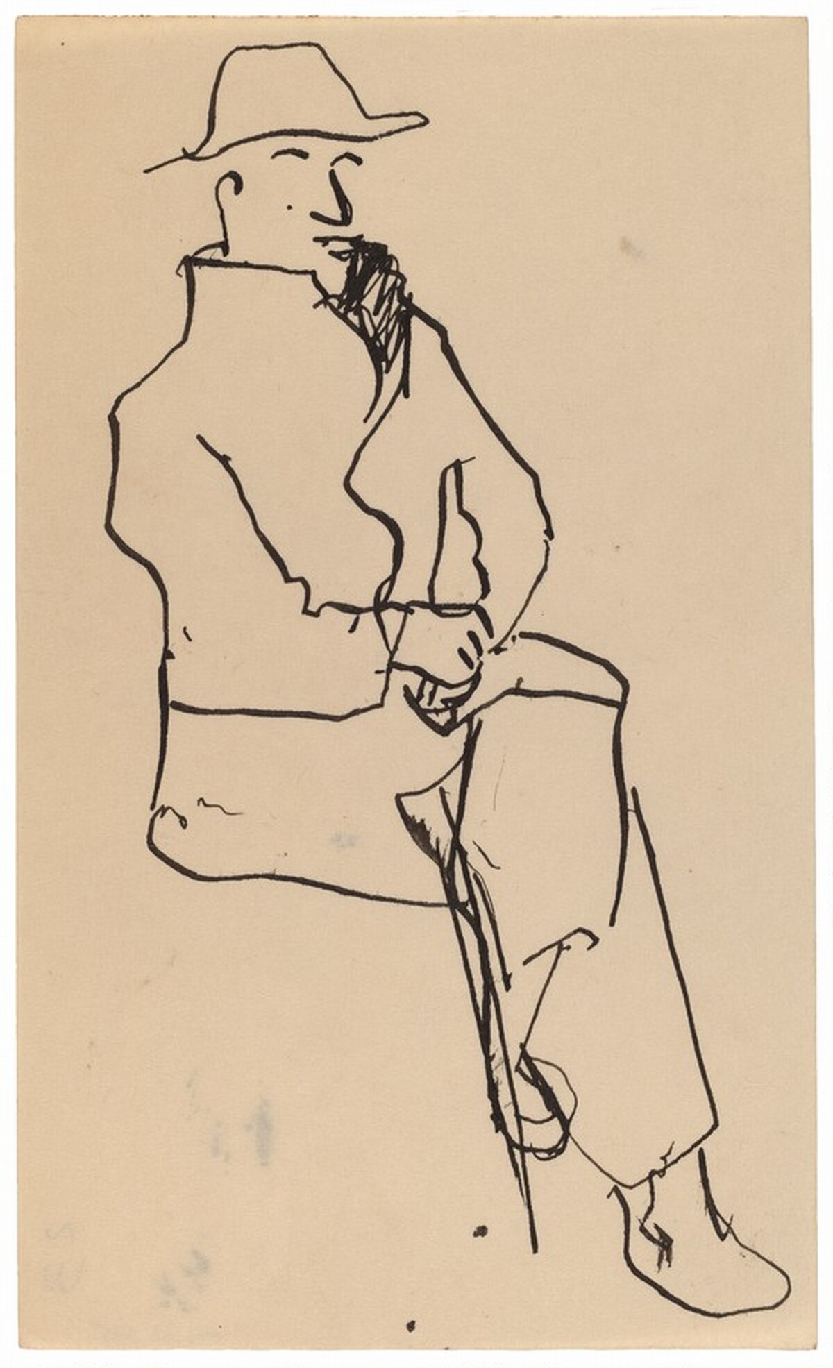 Seated Man in Coat and Hat, Legs and Hands Crossed by Mark Rothko