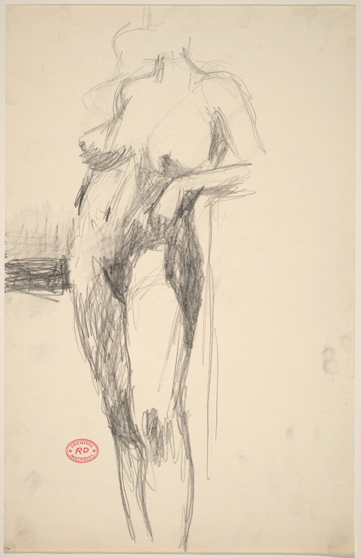 Untitled [standing female nude resting her arm on a support] by Richard Diebenkorn