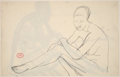 Untitled [nude seated with her left arm over her left leg] [recto]