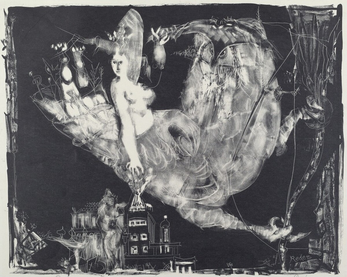 Woman and Owl by Bernard Reder