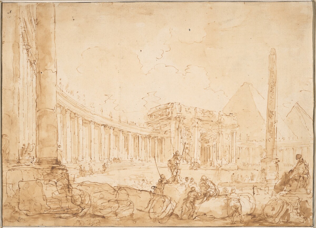 A Roman Capriccio by Hubert Robert