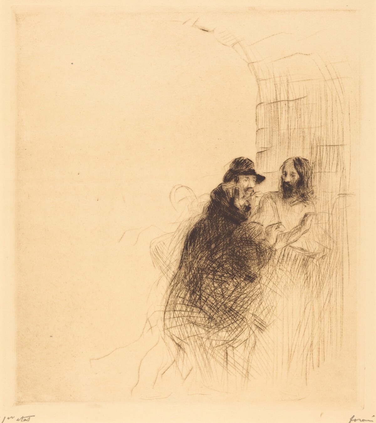 La rencontre sous la voute (2e planche) (The Meeting under the Arch) (second plate) by Jean-Louis Forain