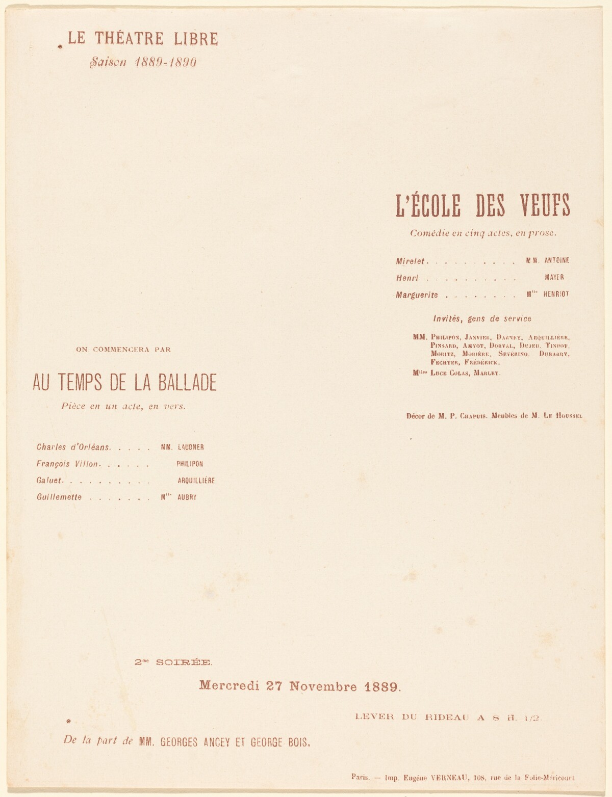 L'École des veufs; Au Temps de la ballade by Alexandre Charpentier