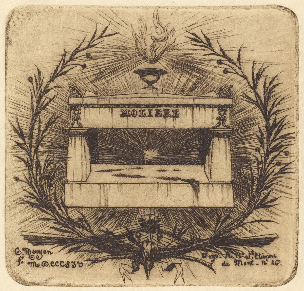Le tombeau de Molière, au Père-Lachaise, Paris (Moliere's Tomb, in Père-Lachaise Cemetary, Paris) by Charles Meryon
