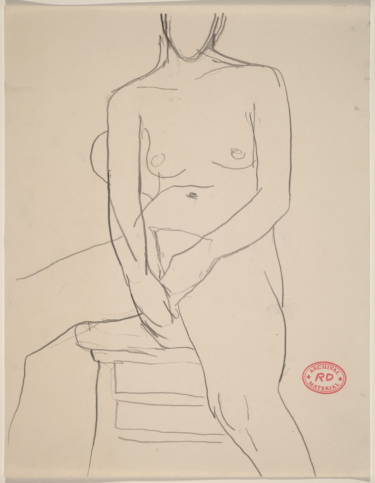 Untitled [nude seated with hands resting between her thighs] by Richard Diebenkorn
