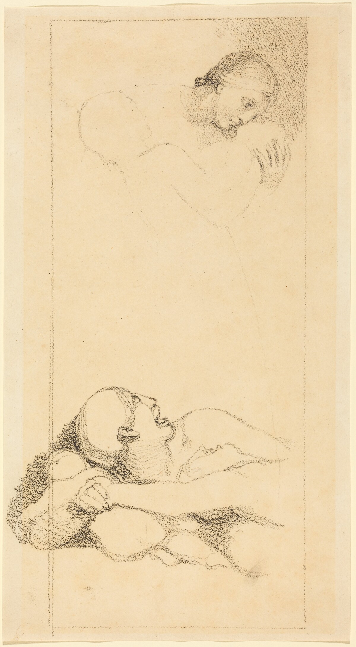 Frightened Man Looking Up; Woman and Children by British 18th Century after John Flaxman