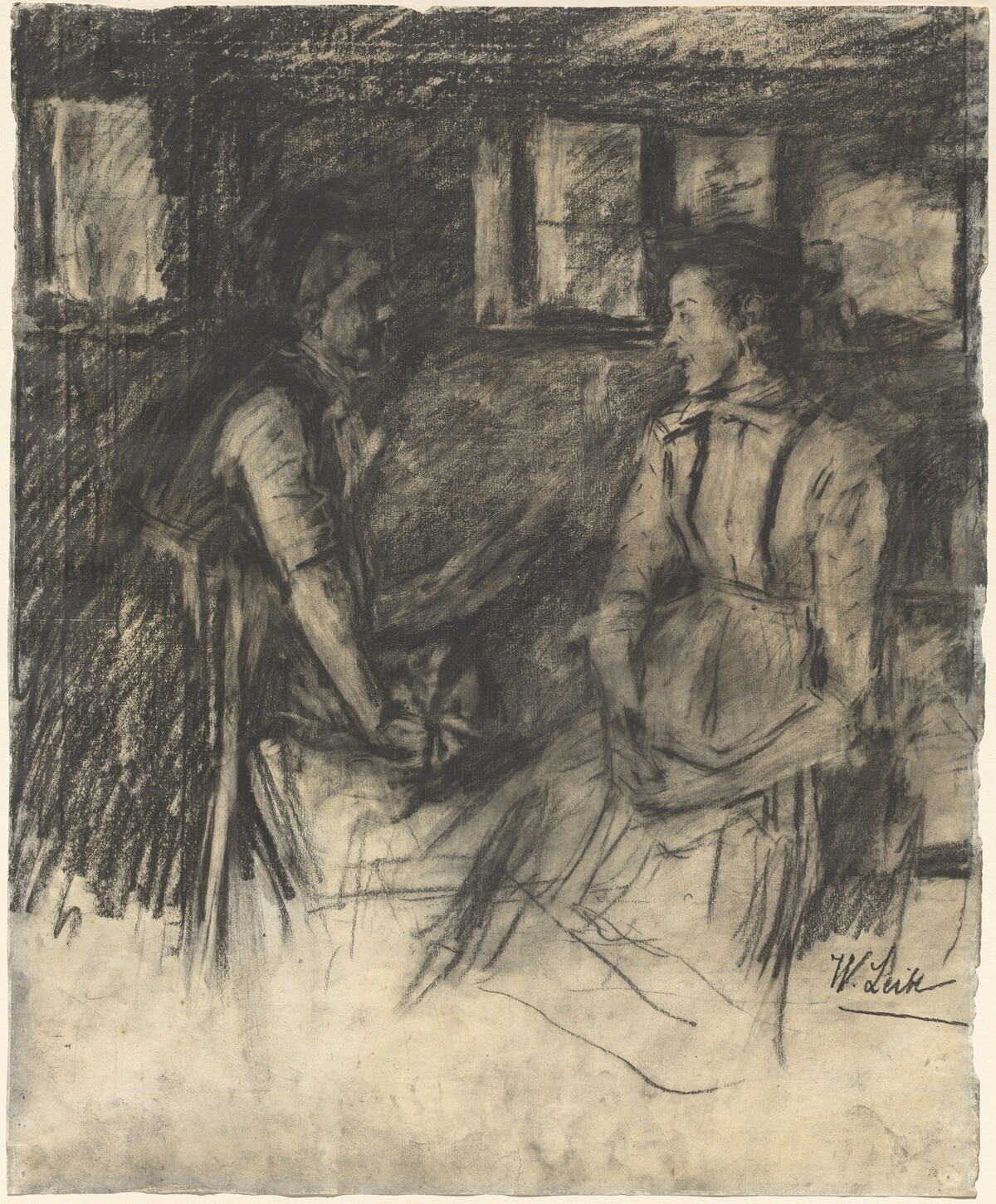 Two Women in the Kitchen by Wilhelm Leibl