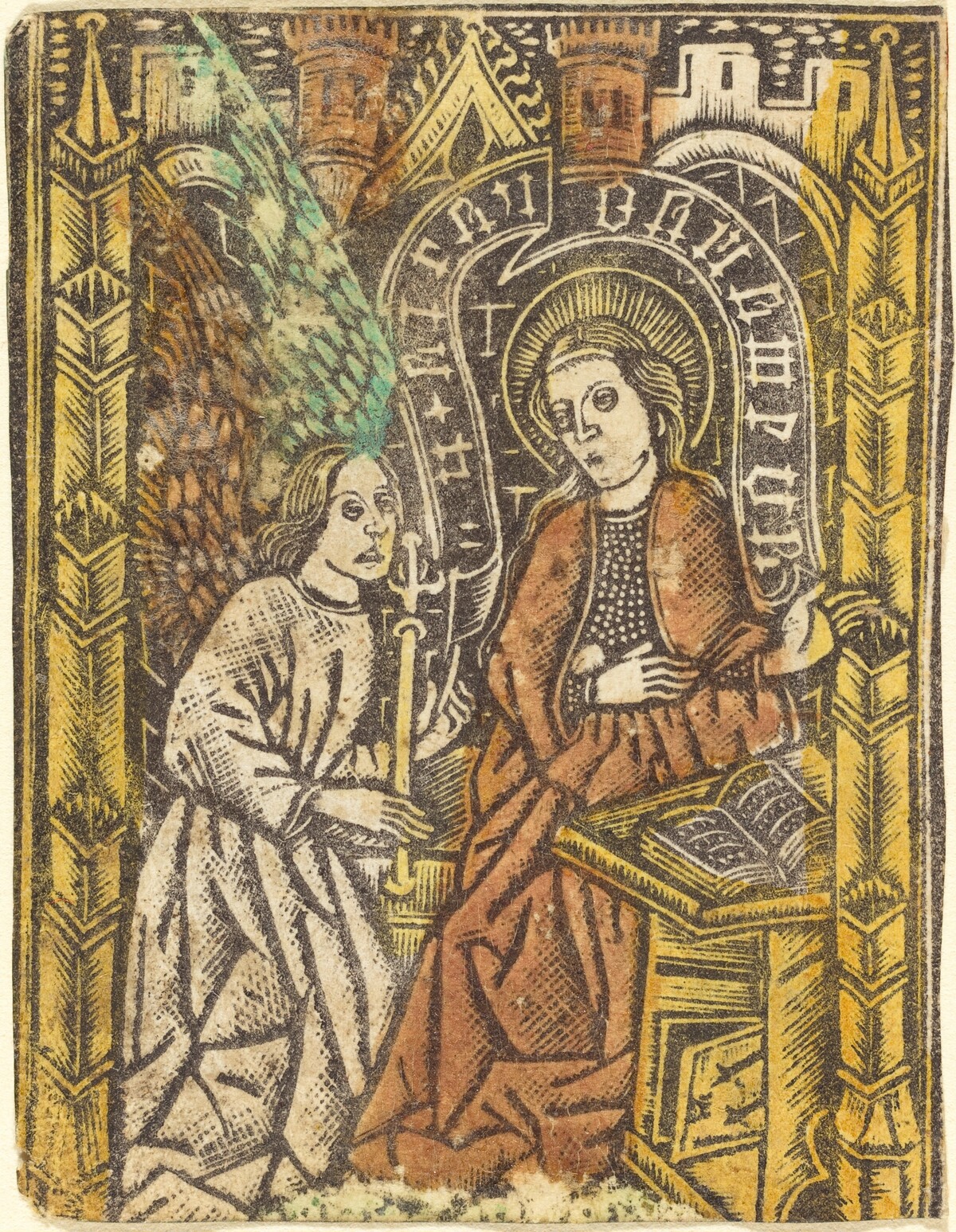 The Annunciation by Workshop of Master of the Borders with the Four Fathers of the Church