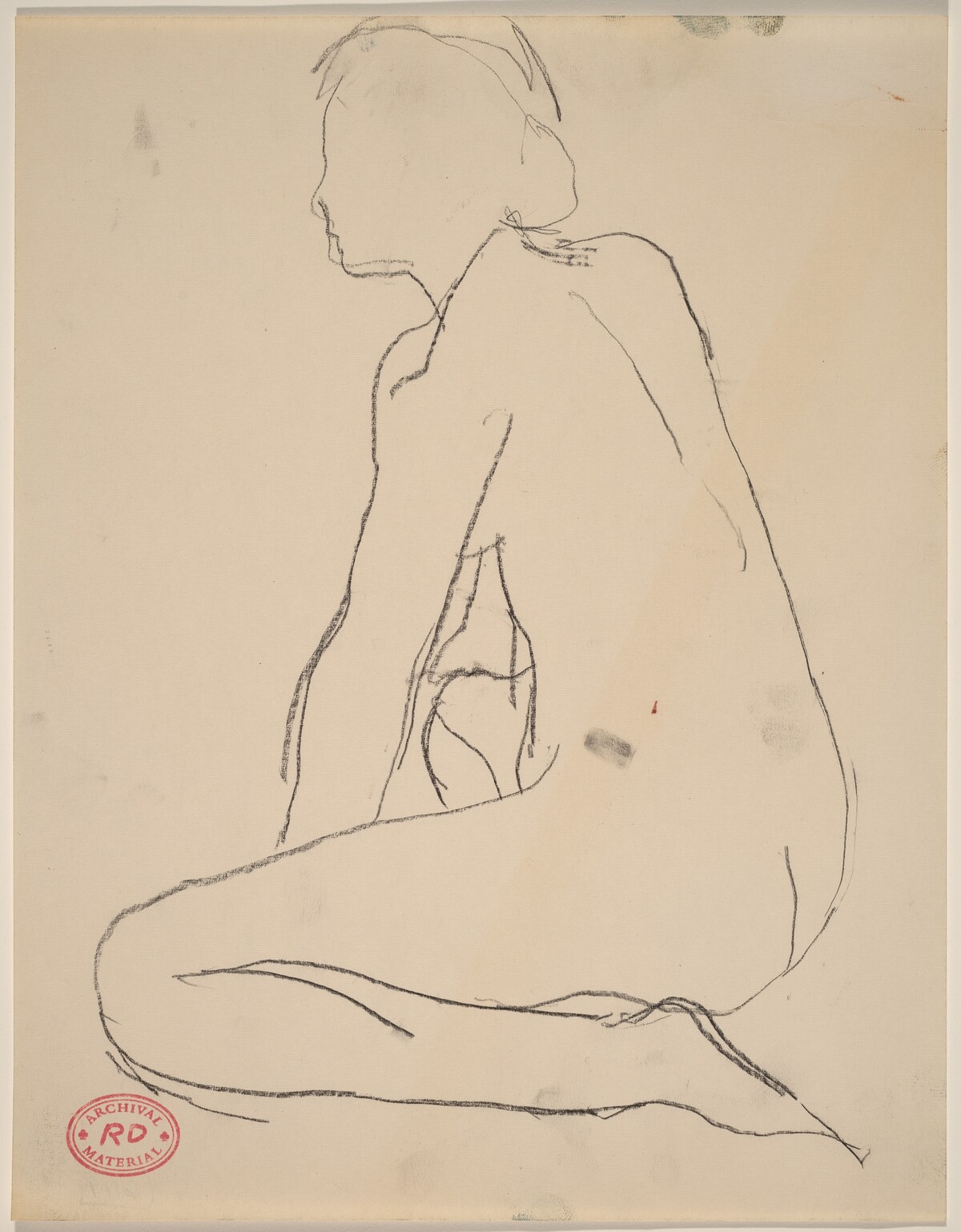 Untitled [side view of kneeling female nude] by Richard Diebenkorn