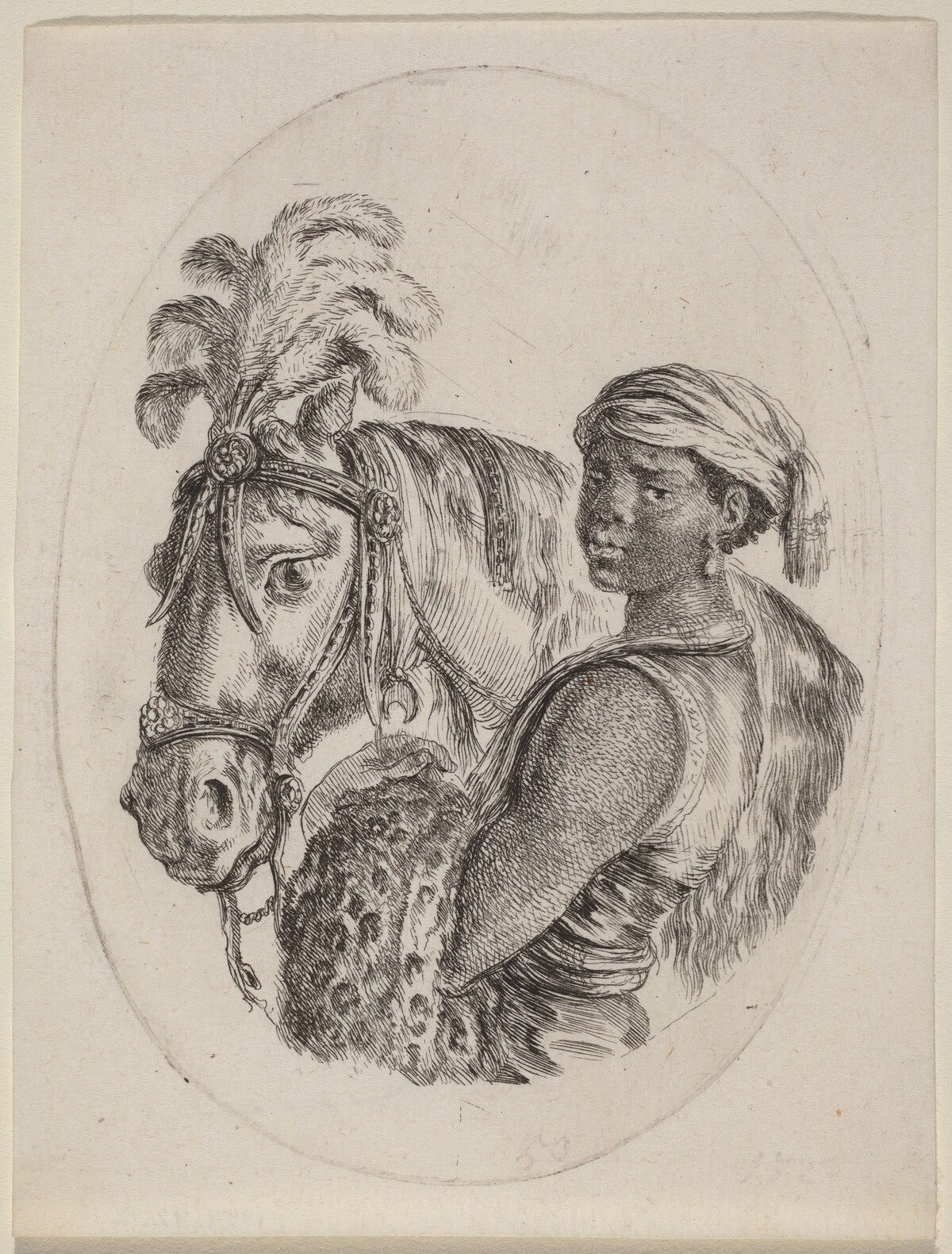 Black Groom with an Arabian Horse by Stefano Della Bella