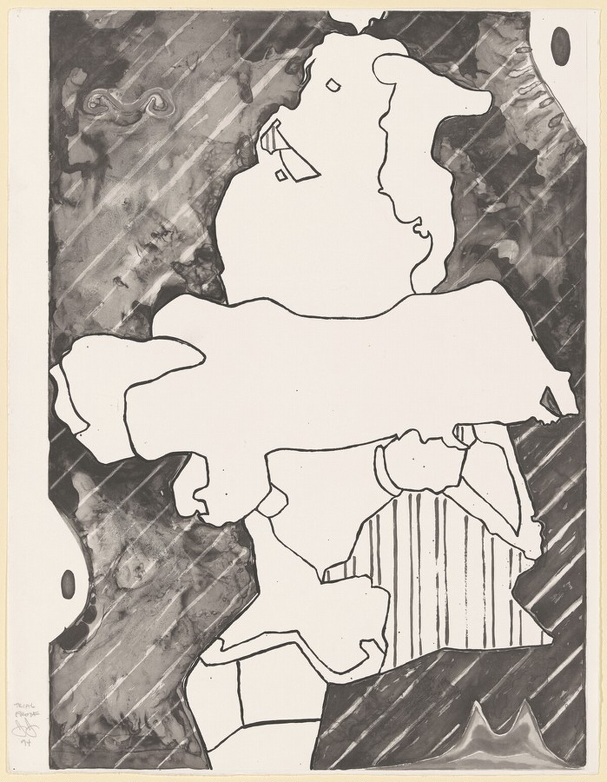 Green Angel 2 Experimental Lithos [trial proof] by Jasper Johns