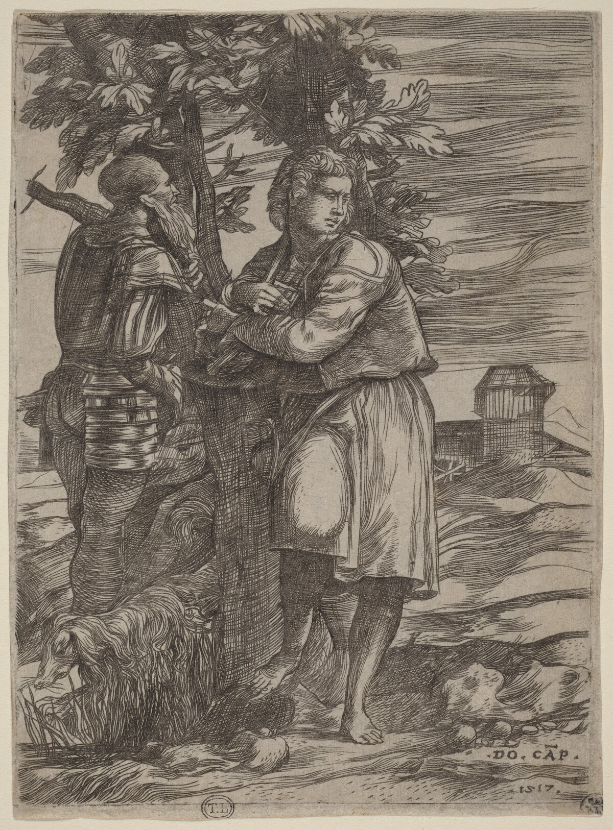 The Shepherd and the Old Warrior by Domenico Campagnola