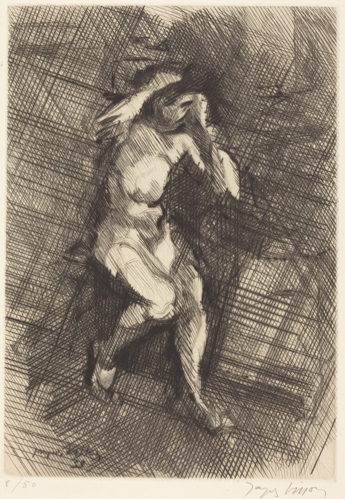 Nude Fixing Her Hair (Nu se coiffant) by Jacques Villon