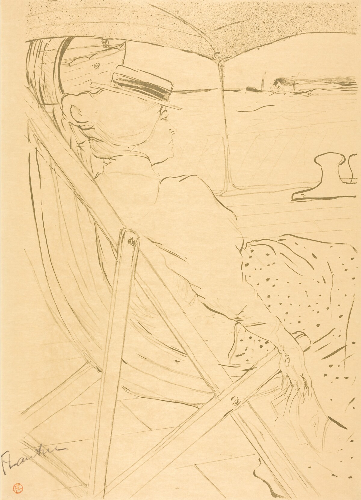 The Passenger from Cabin 54 - Sailing in a Yacht (La passagère du 54 - Promenade en yacht) by Henri de Toulouse-Lautrec